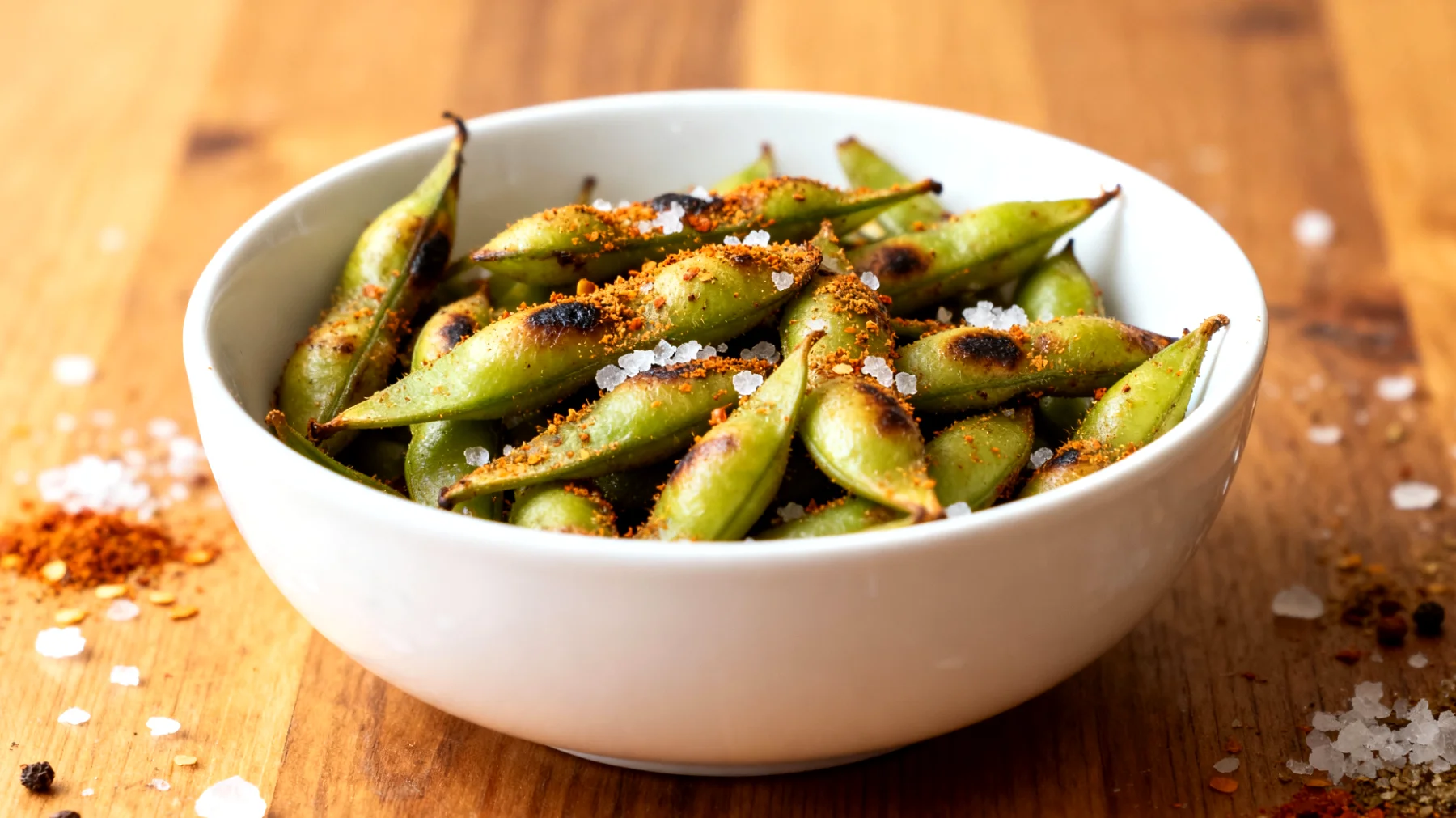 Edamame tostati con spezie"