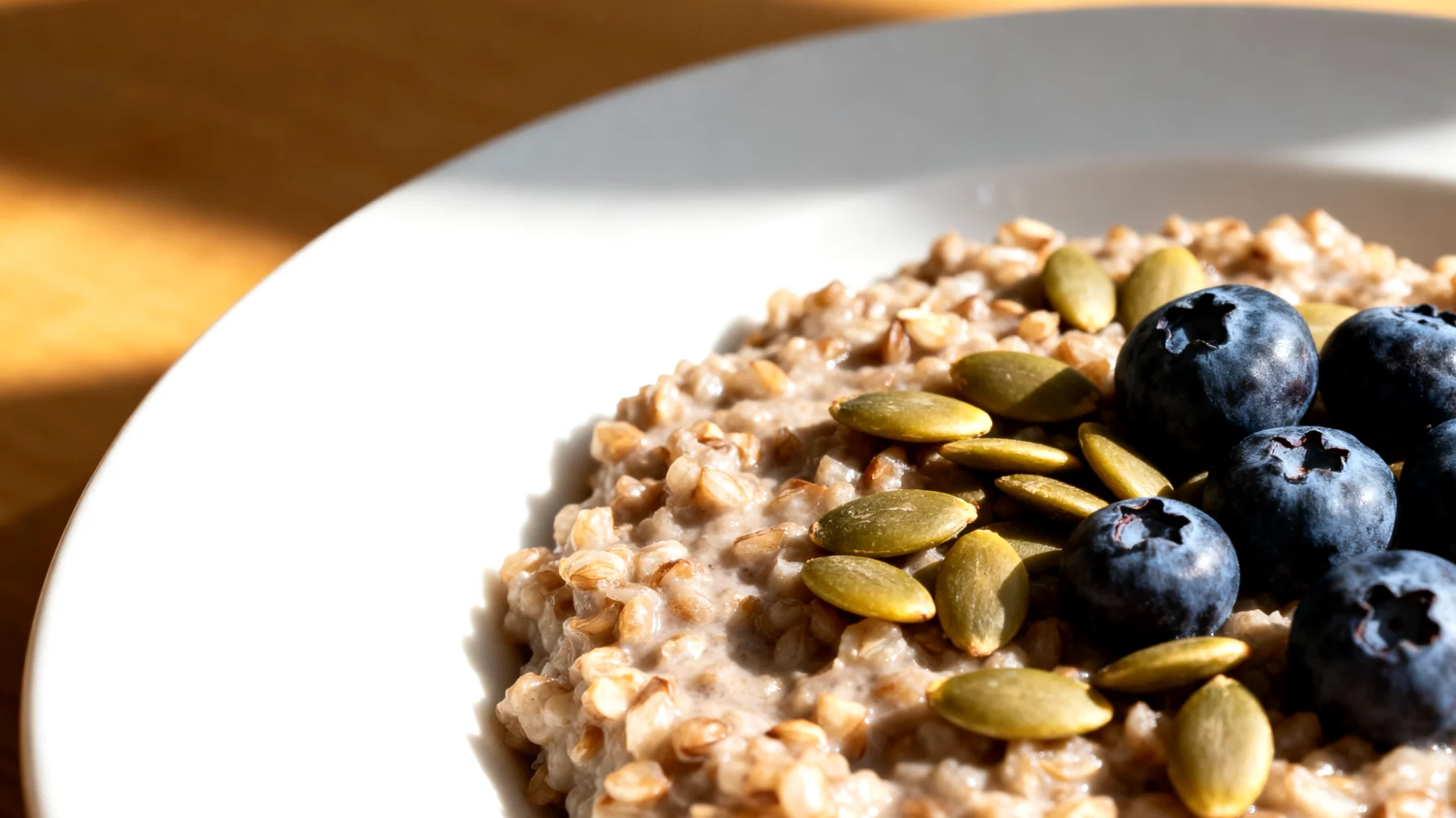 Porridge di grano saraceno con semi di zucca e mirtilli"
